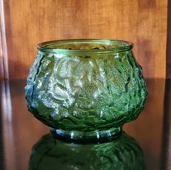 Vntg E.O. Brody Green Textured Glass Squat Vase made in Cleveland Ohio - Picture 7 of 14